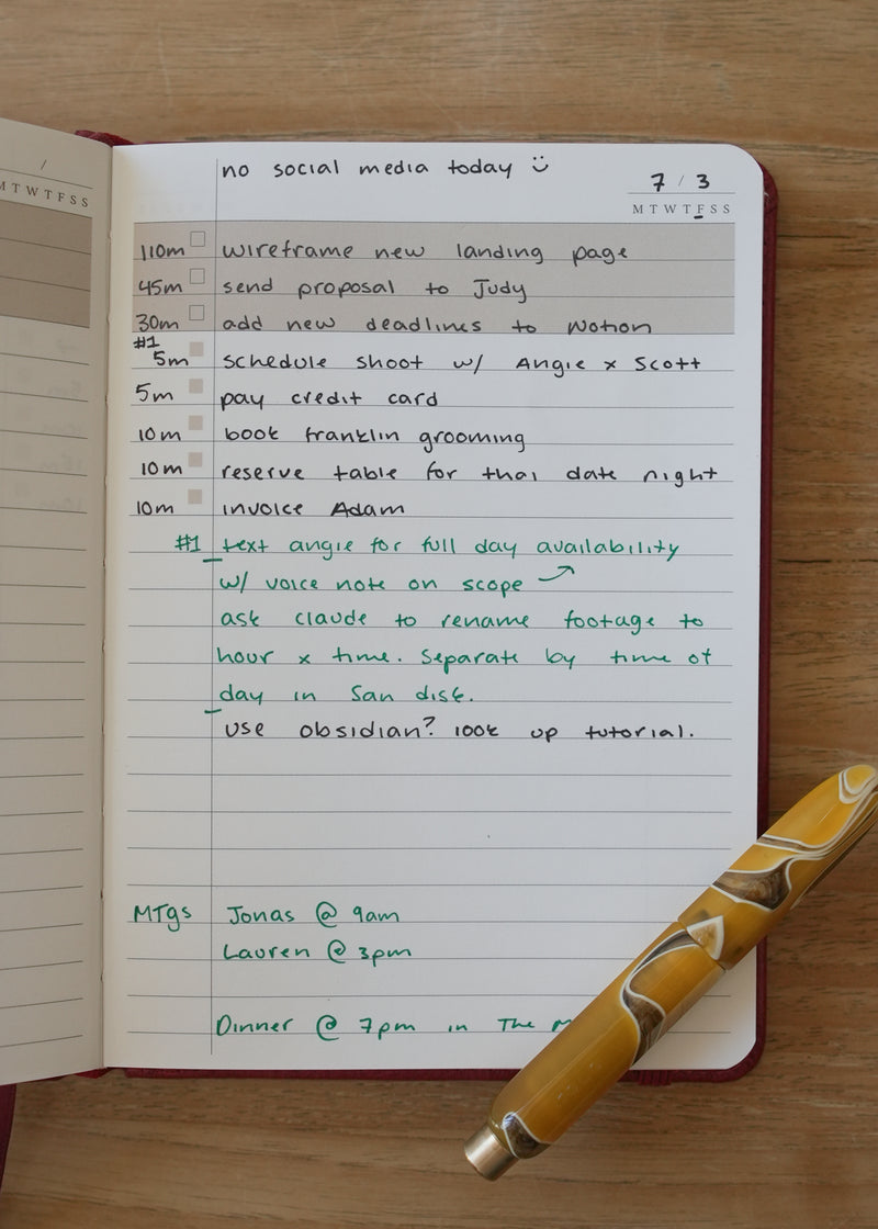 Lined page, in use